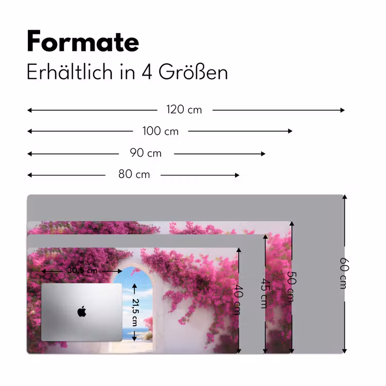 Zee - Roze - Bloemen - Poort Muismat XXL klein -ysfeer5_duits