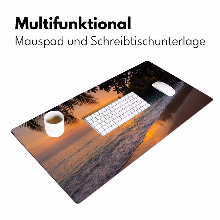 Zee - Zonsondergang - Boot - Natuur - Oranje Muismat XXL klein -ysfeer4_duits
