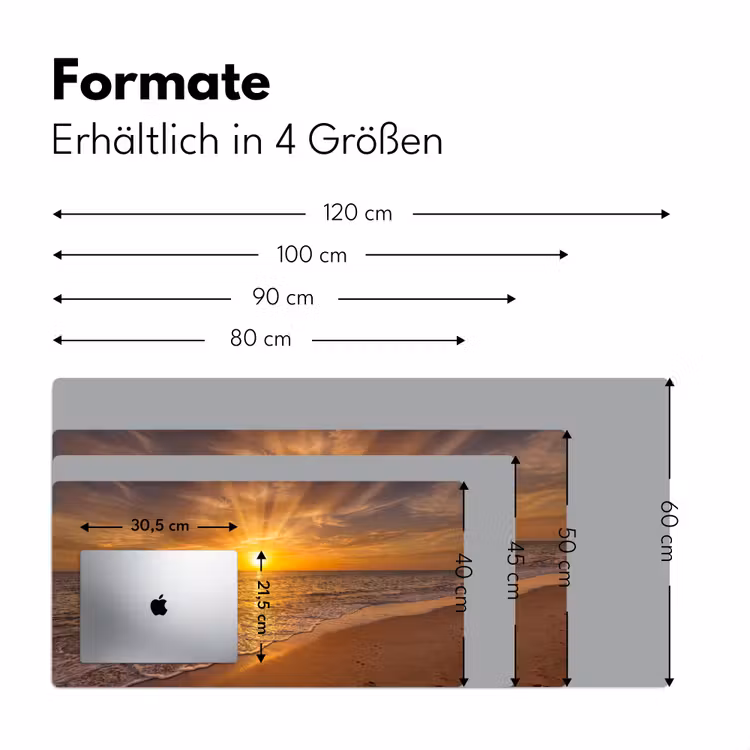 Zee - Zonsondergang - Golven - Kust - Oranje Muismat XXL klein -ysfeer5_duits