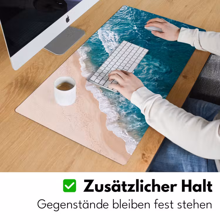 Zee - Strand - Golven - Natuur - Blauw Muismat XXL klein -ysfeer3_duits