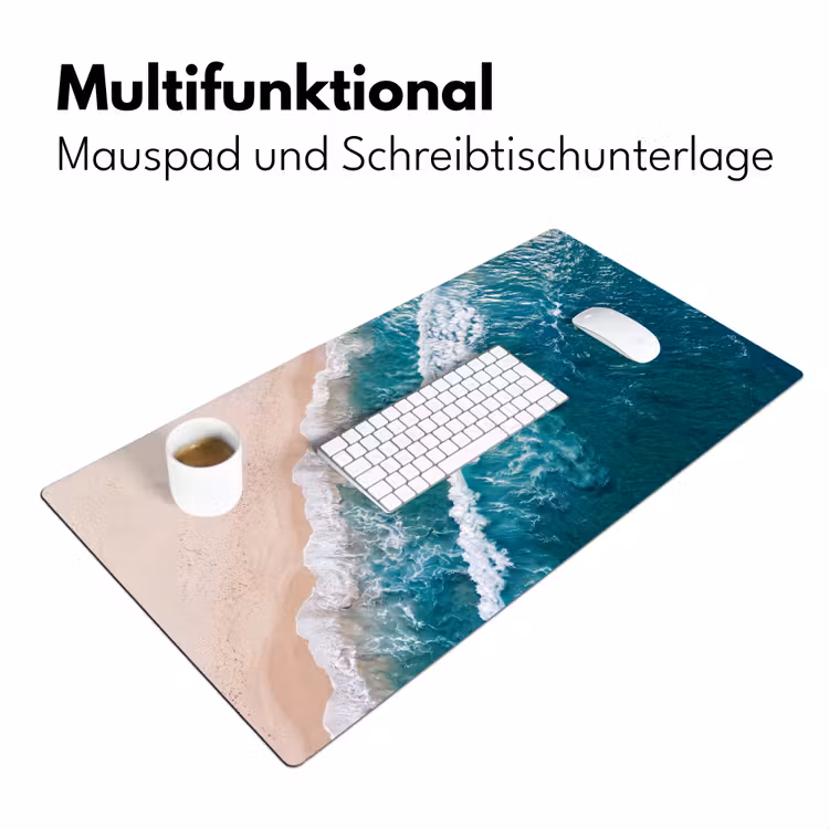Zee - Strand - Golven - Natuur - Blauw Muismat XXL klein -ysfeer4_duits
