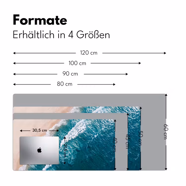 Zee - Strand - Golven - Natuur - Blauw Muismat XXL klein -ysfeer5_duits