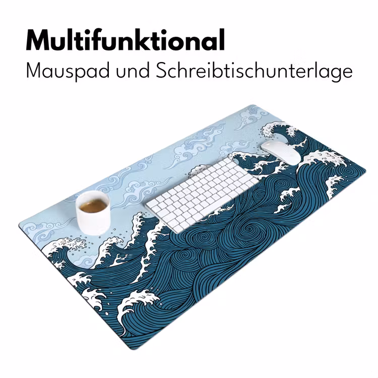 Zee - Golven - Japans - Natuur - Blauw Muismat XXL klein -ysfeer4_duits