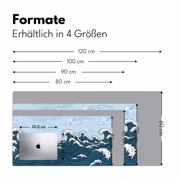 Zee - Golven - Japans - Natuur - Blauw Muismat XXL klein -ysfeer5_duits