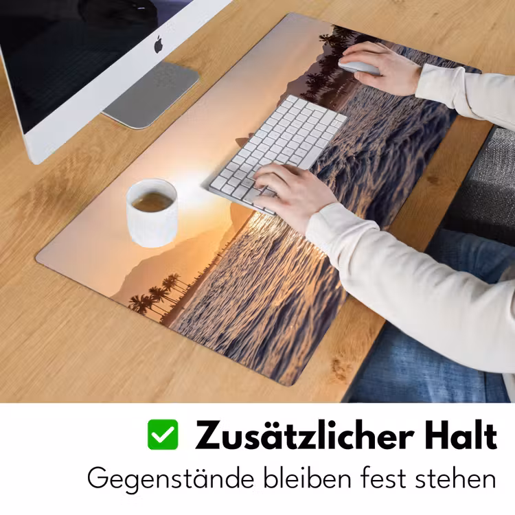 Schreibtischunterlage - Meer – Wellen – Sonnenuntergang – Küste – Gold — 3