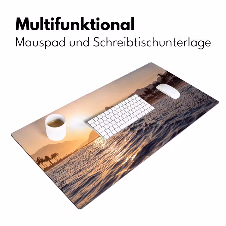 Schreibtischunterlage - Meer – Wellen – Sonnenuntergang – Küste – Gold — 4