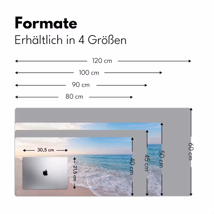 Zee - Golven - Strand - Natuur - Wit Muismat XXL klein -ysfeer5_duits