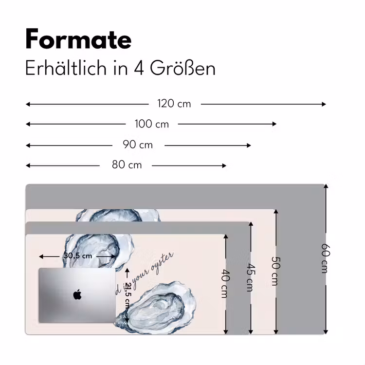 Schreibtischunterlage - Meeresleben – Auster – Aquarell – Minimalistisch – Blau - Zeeleven - Oester - Aquarel - Minimalistisch - Blauw Muismat XXL klein