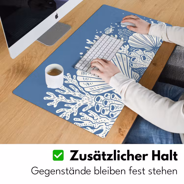 Zeeleven - Koraal - Schelp - Vis - Illustratie - Onderwater Muismat XXL klein -ysfeer3_duits