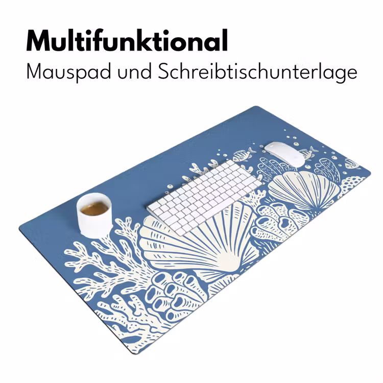 Zeeleven - Koraal - Schelp - Vis - Illustratie - Onderwater Muismat XXL klein -ysfeer4_duits