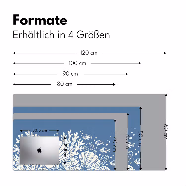 Zeeleven - Koraal - Schelp - Vis - Illustratie - Onderwater Muismat XXL klein -ysfeer5_duits