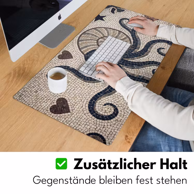 Zeeleven - Mozaïek - Kunst - Vintage - Beige Muismat XXL klein -ysfeer3_duits
