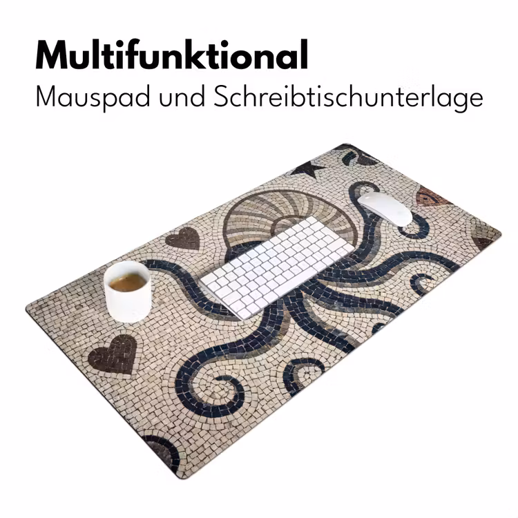 Zeeleven - Mozaïek - Kunst - Vintage - Beige Muismat XXL klein -ysfeer4_duits