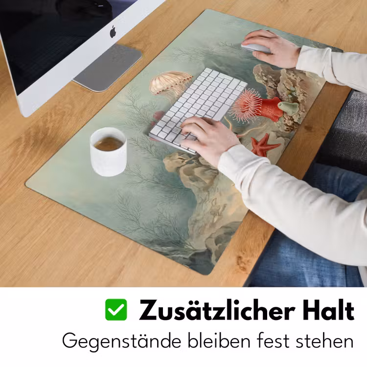 Zeeleven - Kwal - Onderwater - Illustratie - Beige Muismat XXL klein -ysfeer3_duits