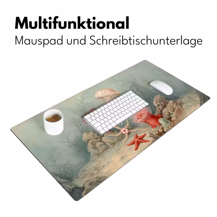 Zeeleven - Kwal - Onderwater - Illustratie - Beige Muismat XXL klein -ysfeer4_duits