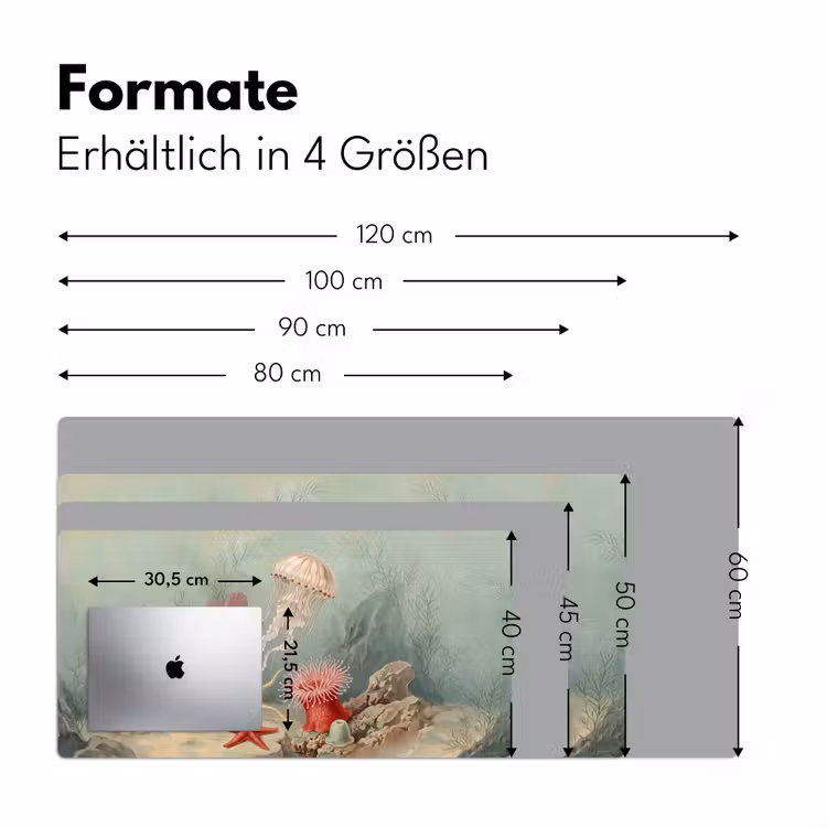 Zeeleven - Kwal - Onderwater - Illustratie - Beige Muismat XXL klein -ysfeer5_duits