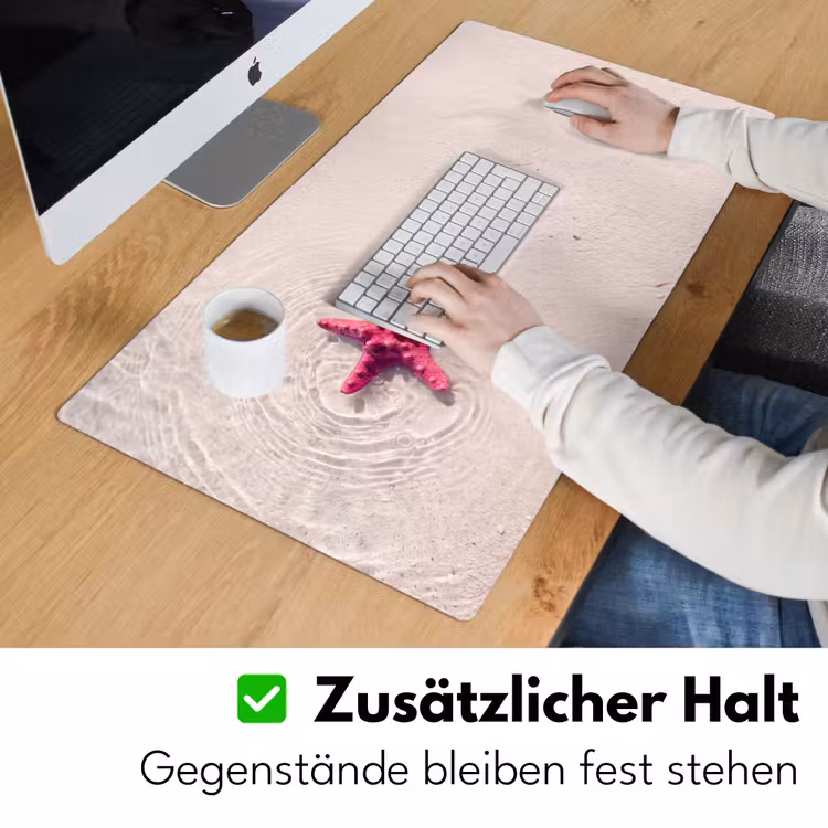 Schreibtischunterlage - Meeresleben – Seestern – Strand – Rosa – Wasser - Zeeleven - Zeester - Strand - Roze - Water Muismat XXL klein