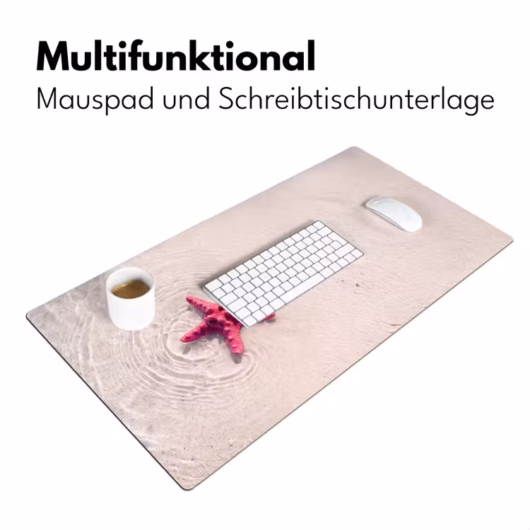 Schreibtischunterlage - Meeresleben – Seestern – Strand – Rosa – Wasser - Zeeleven - Zeester - Strand - Roze - Water Muismat XXL klein