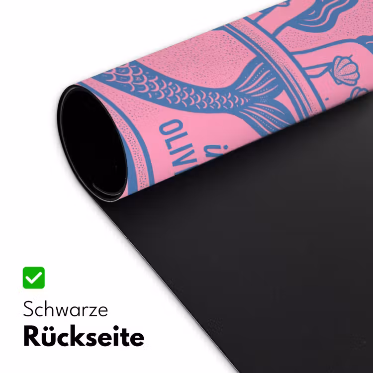 Schreibtischunterlage - Meerjungfrau – Sardinendose – Illustration – Rosa – Retro - Meermin - Sardineblik - Illustratie - Roze - Retro Muismat XXL klein