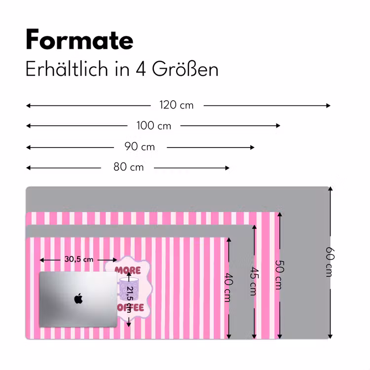 More coffee - Roze - Paars - Strepen - Mok Muismat XXL klein -ysfeer5_duits