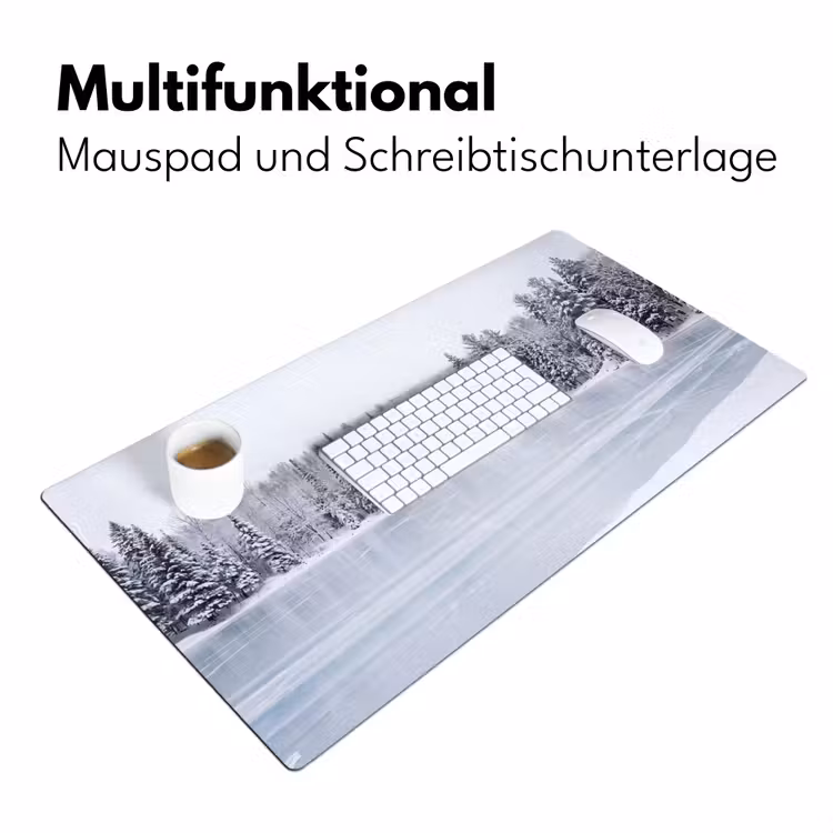 Meer - Dennen - IJs - Winter - Rustgevend Muismat XXL klein -ysfeer4_duits