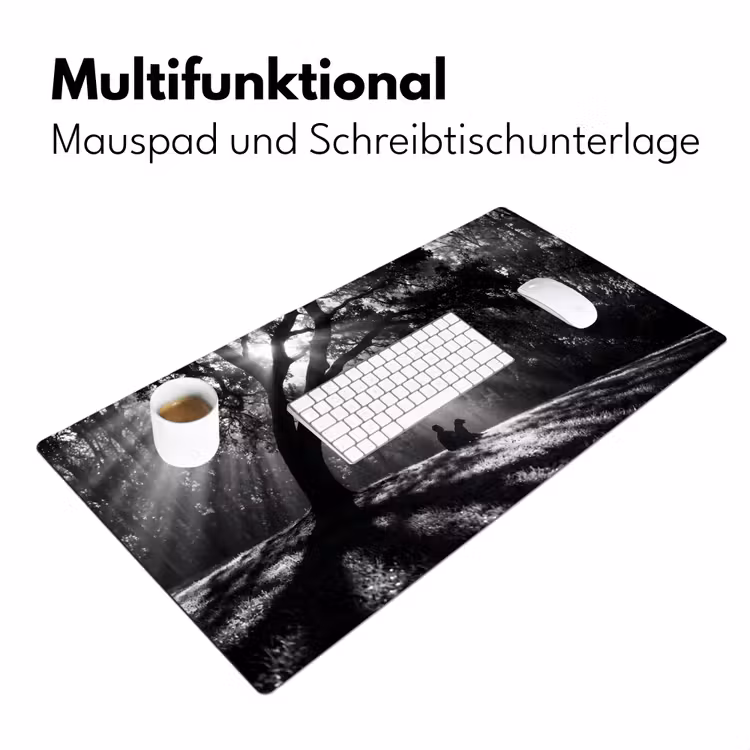 Mens - Hond - Natuur - Zwart-wit - Silhouet Muismat XXL klein -ysfeer4_duits