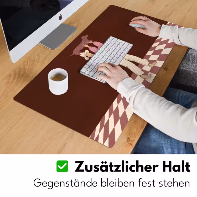 Schreibtischunterlage - Mensch – Hund – Tiere – Abstrakt – Rosa - Mens - Hond - Dieren - Abstract - Roze Muismat XXL klein