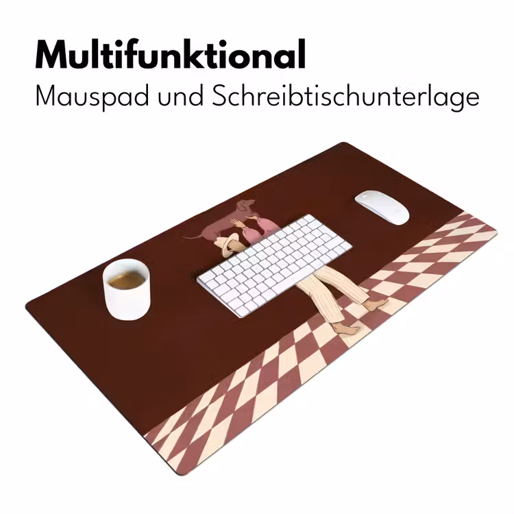 Schreibtischunterlage - Mensch – Hund – Tiere – Abstrakt – Rosa - Mens - Hond - Dieren - Abstract - Roze Muismat XXL klein