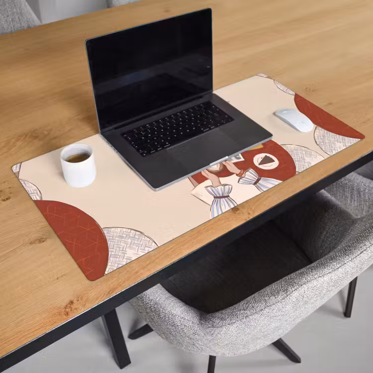 Schreibtischunterlage - Menschen – Café – Kaffee – Stadtleben – Modern - Mensen - Cafe - Koffie - Stadsleven - Modern Muismat XXL klein