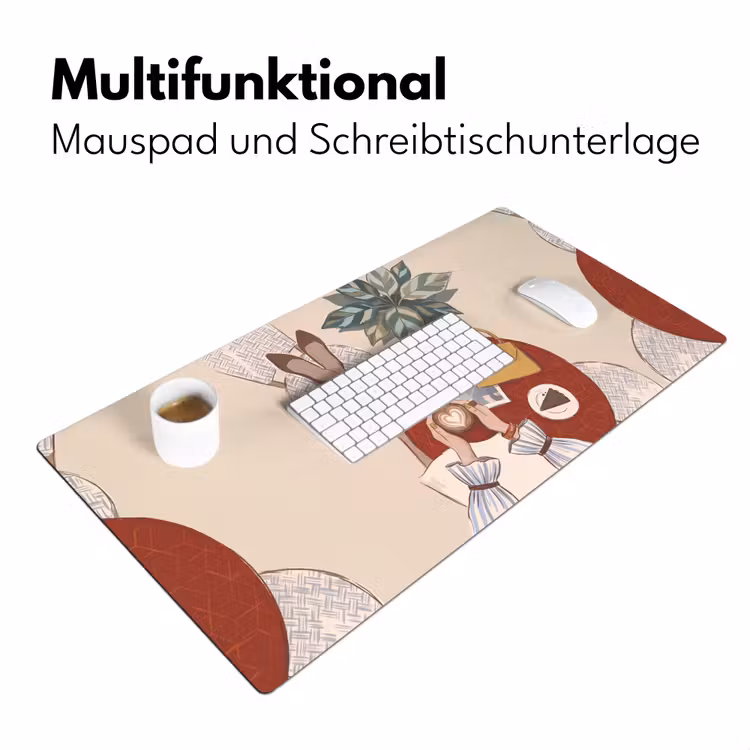 Schreibtischunterlage - Menschen – Café – Kaffee – Stadtleben – Modern - Mensen - Cafe - Koffie - Stadsleven - Modern Muismat XXL klein