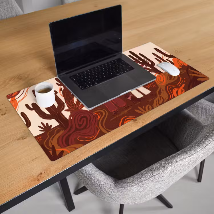 Schreibtischunterlage - Menschen – Cowboykleidung – Westernstil – Illustration – Braun - Mensen - Cowboykleding - Westerse stijl - Illustratie - Bruin Muismat XXL klein
