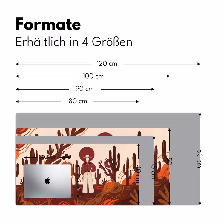 Schreibtischunterlage - Menschen – Cowboykleidung – Westernstil – Illustration – Braun - Mensen - Cowboykleding - Westerse stijl - Illustratie - Bruin Muismat XXL klein