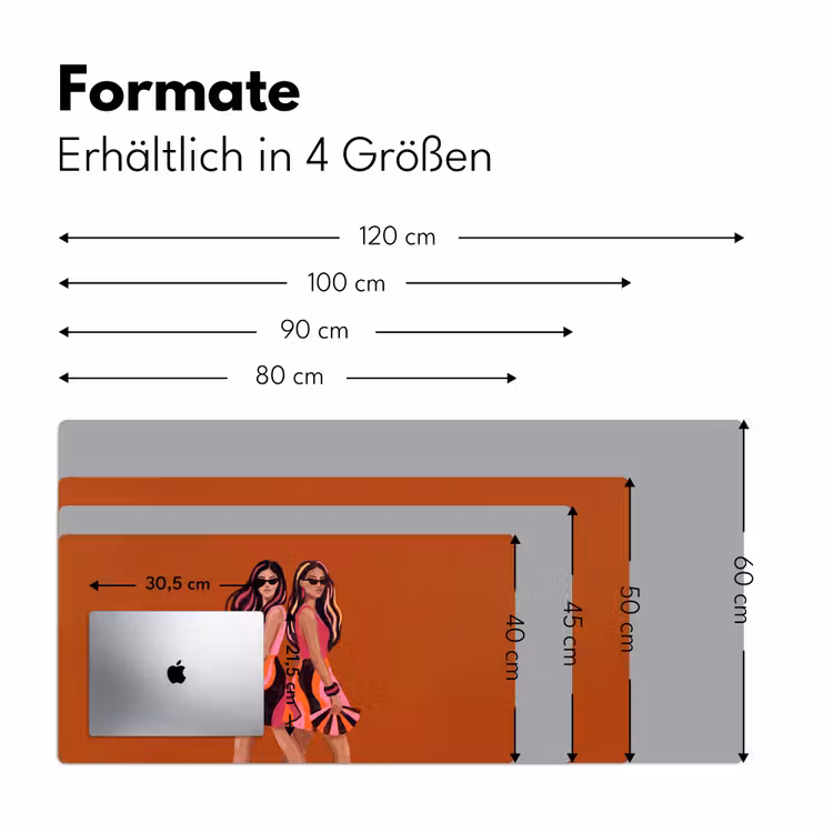 Schreibtischunterlage - Menschen – Duo – Mode – Illustration – Farbenfroh - Mensen - Duo - Mode - Illustratie - Kleurrijk Muismat XXL klein