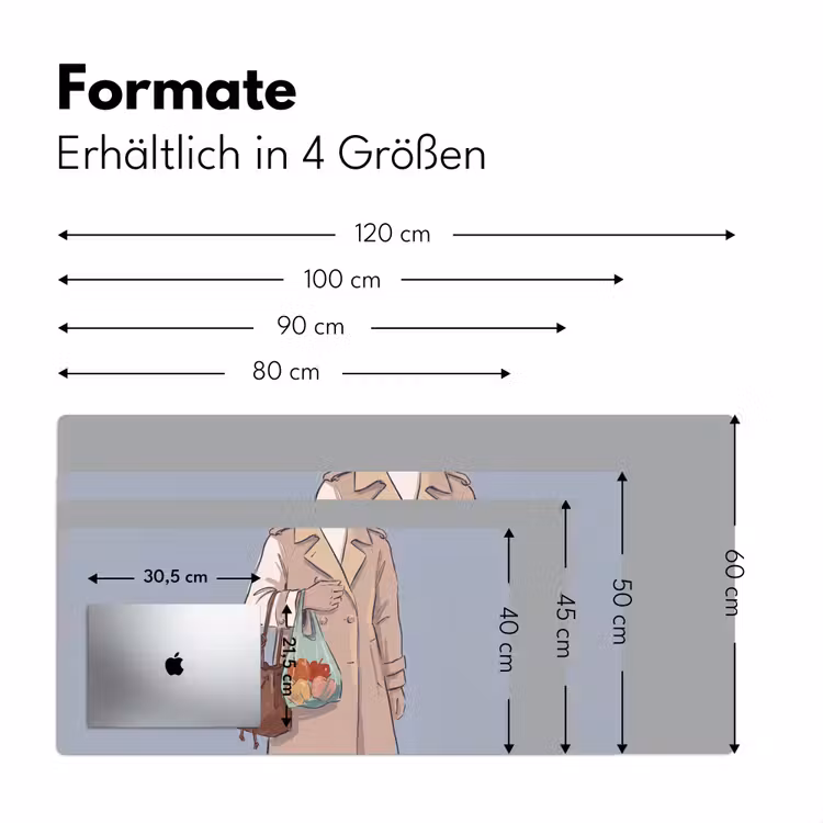 Schreibtischunterlage - Menschen – Einkaufen – Stadtleben – Modern – Farbenfroh - Mensen - Boodschappen - Stadsleven - Modern - Kleurrijk Muismat XXL klein