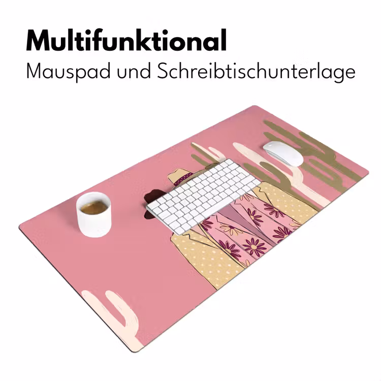 Schreibtischunterlage - Menschen – Hüte – Abstrakt – Rosa – Porträt - Mensen - Hoeden - Abstract - Roze - Portret Muismat XXL klein