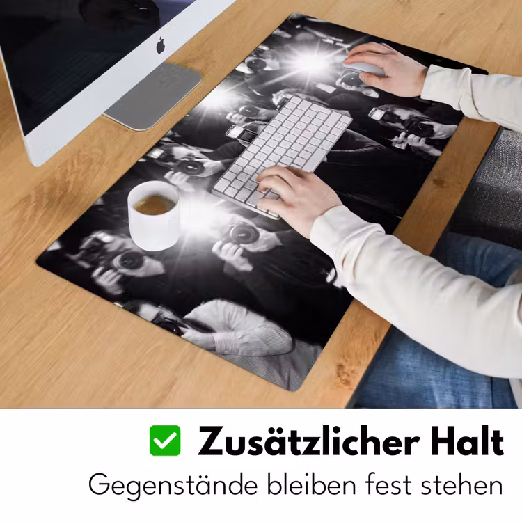 Mensen - Camera - Flitslicht - Zwart-wit - Media Muismat XXL klein -ysfeer3_duits