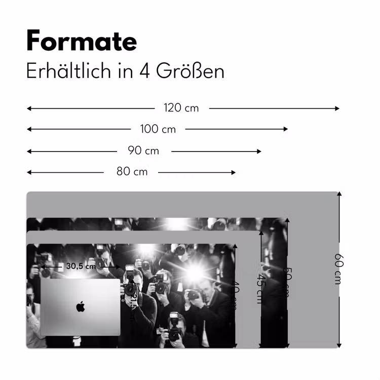 Mensen - Camera - Flitslicht - Zwart-wit - Media Muismat XXL klein -ysfeer5_duits