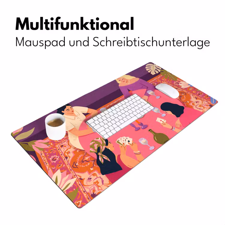 Schreibtischunterlage - Menschen – Kartenspiel – Innenraum – Modern – Farbenfroh - Mensen - Kaartspel - Interieur - Modern - Kleurrijk Muismat XXL klein