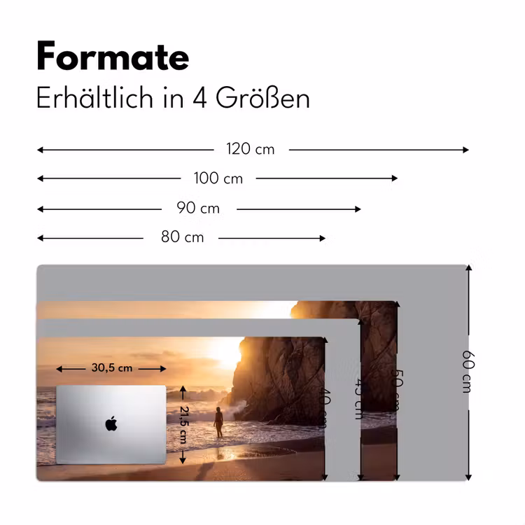 Schreibtischunterlage - Menschen – Ozean – Sonnenuntergang – Küste – Gold - Mensen - Oceaan - Zonsondergang - Kust - Goud Muismat XXL klein