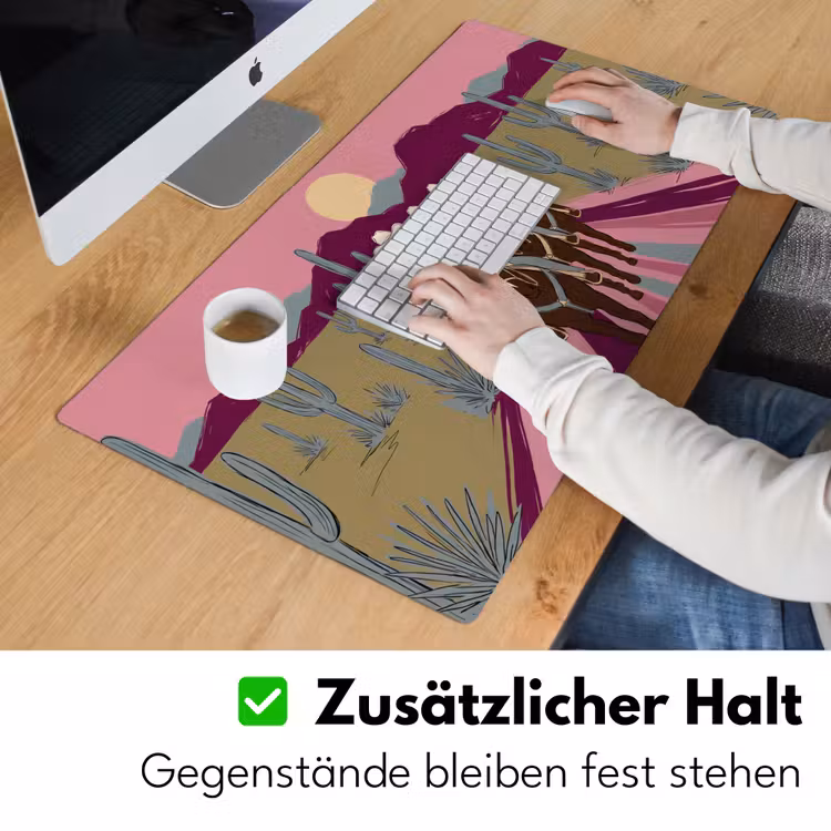 Schreibtischunterlage - Menschen – Pferd – Wüste – Abstrakt – Rosa - Mensen - Paard - Woestijn - Abstract - Roze Muismat XXL klein