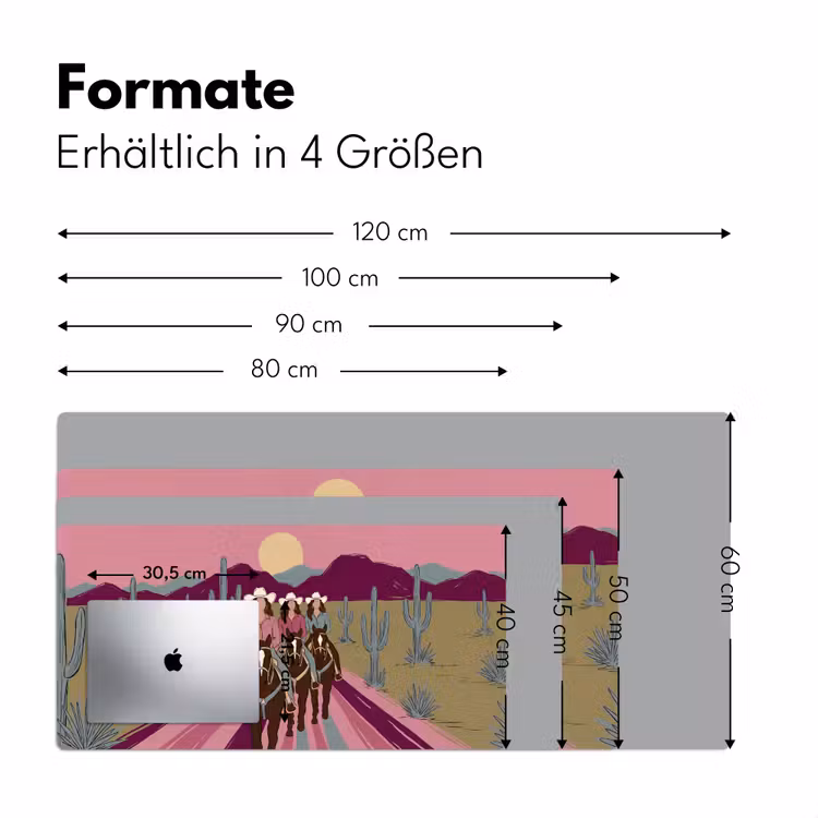 Schreibtischunterlage - Menschen – Pferd – Wüste – Abstrakt – Rosa - Mensen - Paard - Woestijn - Abstract - Roze Muismat XXL klein