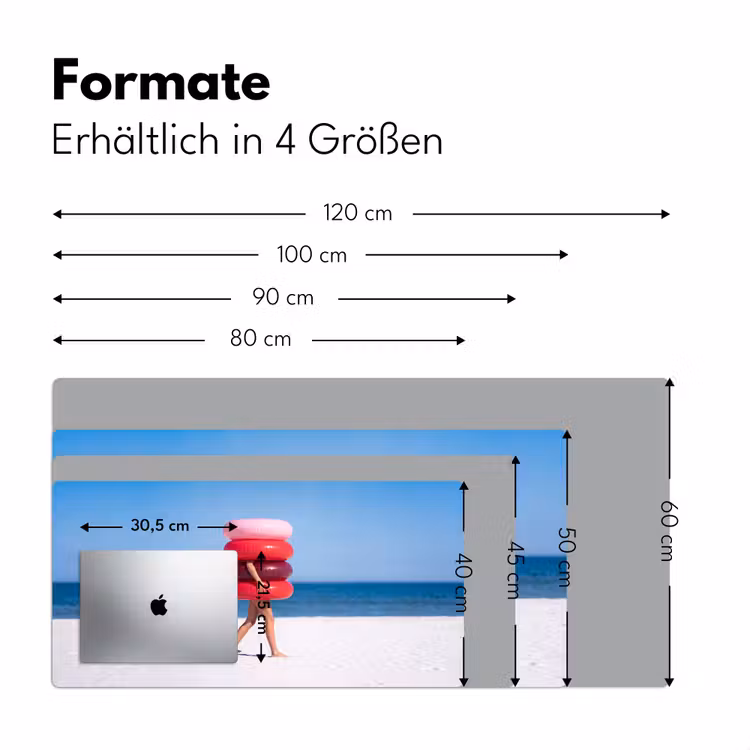 Schreibtischunterlage - Menschen – Strand – Sommer – Freizeit – Farbenfroh - Mensen - Strand - Zomer - Recreatie - Kleurrijk Muismat XXL klein