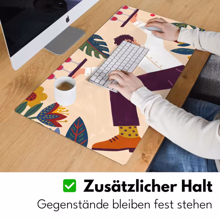Schreibtischunterlage - Menschen – Tablett – Essen – Modern – Bunt - Mensen - Dienblad - Eten - Modern - Kleurrijk Muismat XXL klein