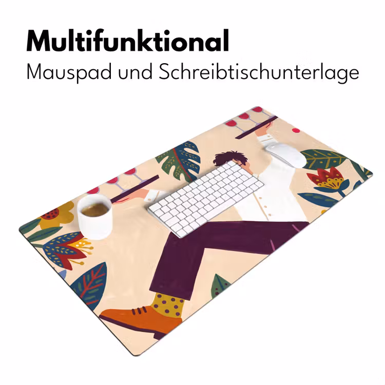 Schreibtischunterlage - Menschen – Tablett – Essen – Modern – Bunt - Mensen - Dienblad - Eten - Modern - Kleurrijk Muismat XXL klein