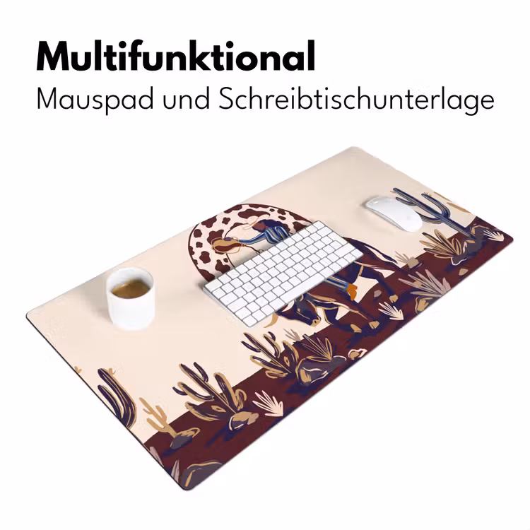 Schreibtischunterlage - Menschen – Tiere – Cowboy – Abstrakt – Bunt - Mensen - Dieren - Cowboy - Abstract - Kleurrijk Muismat XXL klein