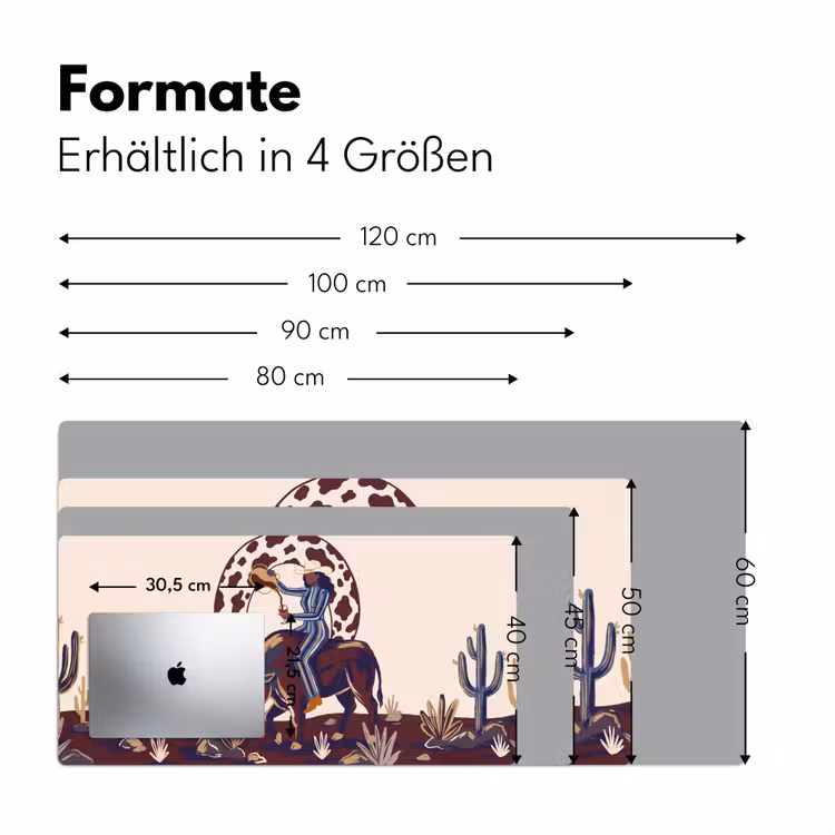 Schreibtischunterlage - Menschen – Tiere – Cowboy – Abstrakt – Bunt - Mensen - Dieren - Cowboy - Abstract - Kleurrijk Muismat XXL klein