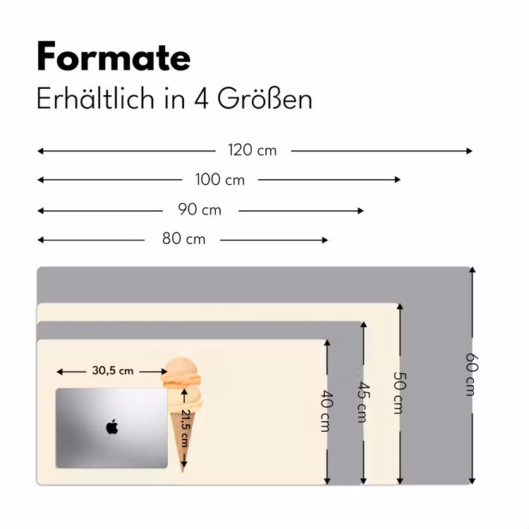 Minimalistisch - Schepijs - Hoorntje - Beige Muismat XXL klein -ysfeer5_duits