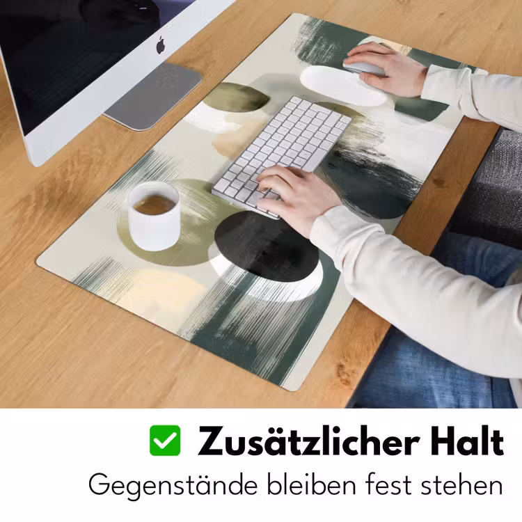 Minimalistisch - Cirkels - Penseelstreken - Beige Muismat XXL klein -ysfeer3_duits