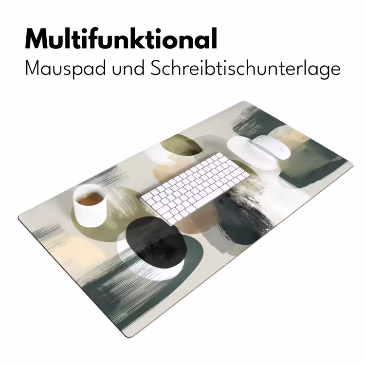 Minimalistisch - Cirkels - Penseelstreken - Beige Muismat XXL klein -ysfeer4_duits