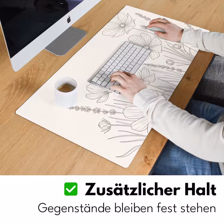Minimalistisch - Modern - Bloemen - Beige Muismat XXL klein -ysfeer3_duits